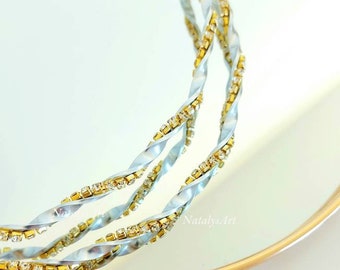 Handmade Twisted Stefana Silver Tone Orthodox Wedding Crowns