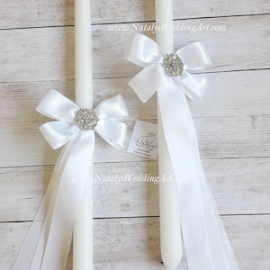 Wedding Lampathes Orthodox Candles Greek Wedding Lambades Greek Wedding White or Ivory * Silver or Gold plated brooches or Cross