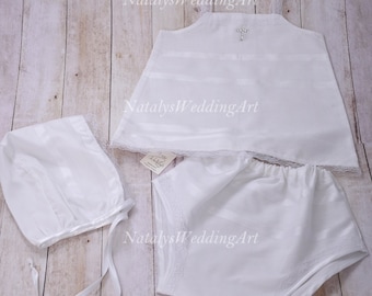 Greek Baptism Lathopana Undergarment Set: Cotton, Austrian Crystals