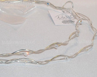 Stefana Silver Plated Greek Crowns Stephana for Orthodox Wedding Handmade with genuine Premium quality™ Austrian crystals elements