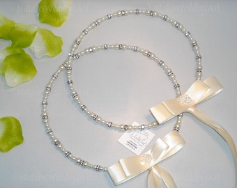 Stefana  Greek Crowns Silver Plated Greek Wedding Crowns Stefana with pearls & rhinestones Handmade with Premium quality™ Austrian crystals