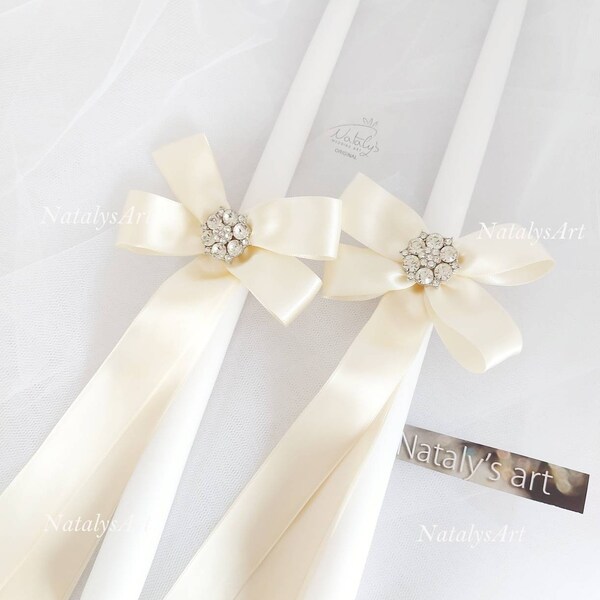 Wedding Lampathes Orthodox Candles Greek Wedding Lambades Greek Wedding White or Ivory * Silver or Gold plated brooches or Cross