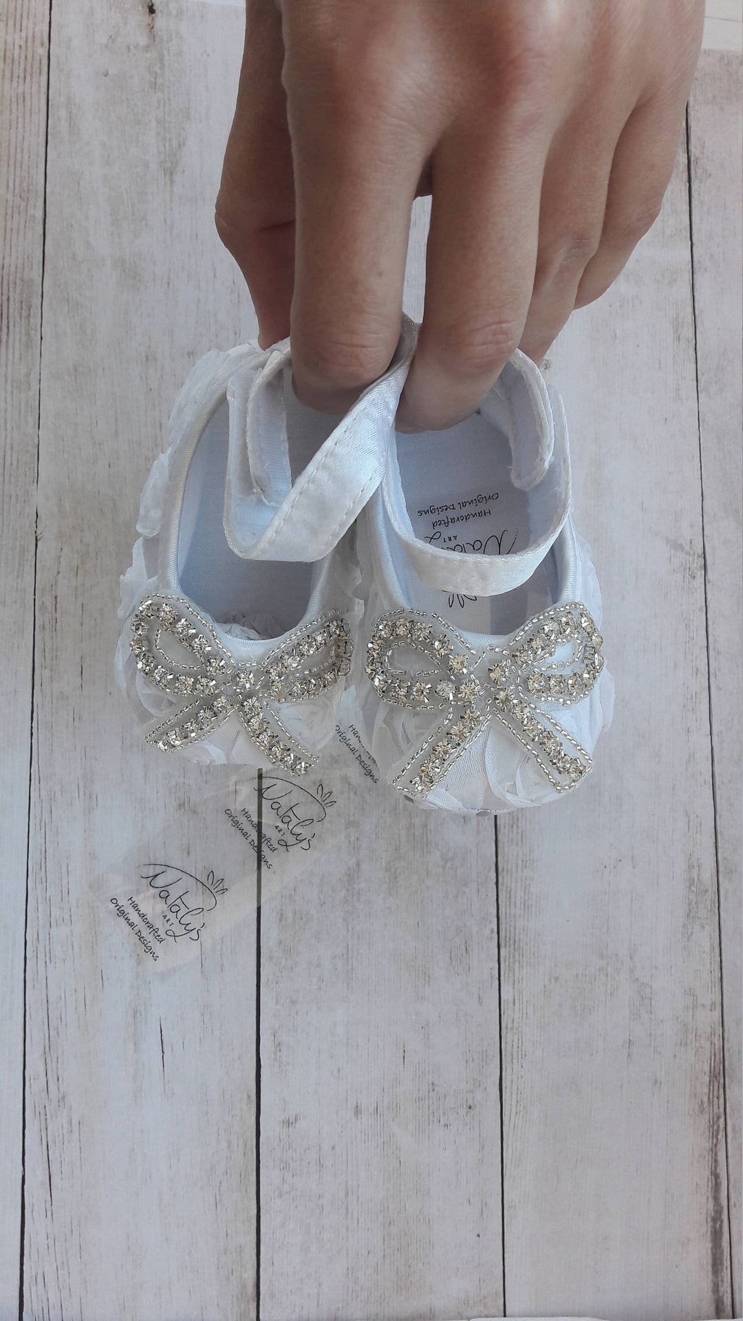 Baby Shoes White or Pink Satin Baby Crystal Shoes White Ballerina Shoes