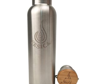 PLASTIC-FREE Insulated Thermos | 600ml Stainless Steel | Vacuum Insulated | Bamboo Lid