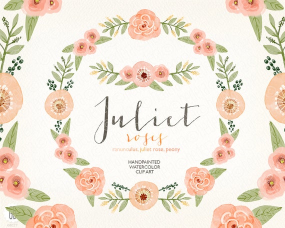 Vintage Flowers Clip art Roses Anemone Ranunculus Clipart Floral Elements PNG Flower DIY invites scrapbooking wedding invitations
