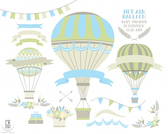 Hot Air Balloon Flower Basket Floral Wreaths Ribbons Baby Etsy