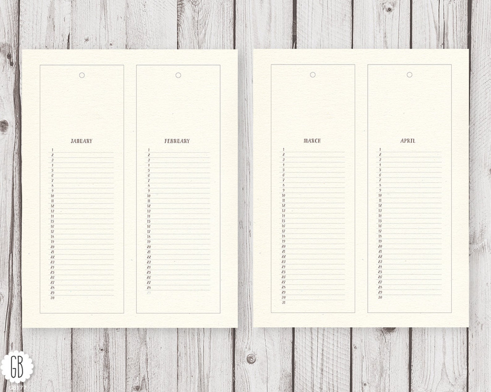 Perpetual Calendar, DIY Wall Calendar, Clip Art, Monthly Calendar, 2015