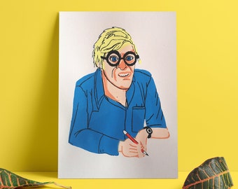 David Hockney Drawing A4 5 Colour Screenprint - 220gsm White Paper