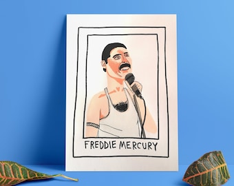 Freddie Mercury A3 5 Colour Screenprint - 220gsm White Paper
