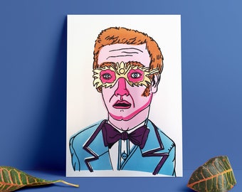 Gold Glasses Elton John A4 7 Colour Screenprint - 220gsm White Paper