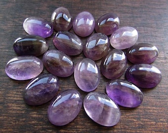2pcs Natural Amethyst Cabochon 10 x 14 mm Purple Gemstone Cabochon Natural Oval Stone Flat Back Jewelry/Craft Supplies