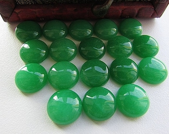 12mm Green Jade Cabochons Round Jade Stone Cabochon Green Dyed Jade Cabochon Flat back Jewelry/Craft Supplies 2pcs