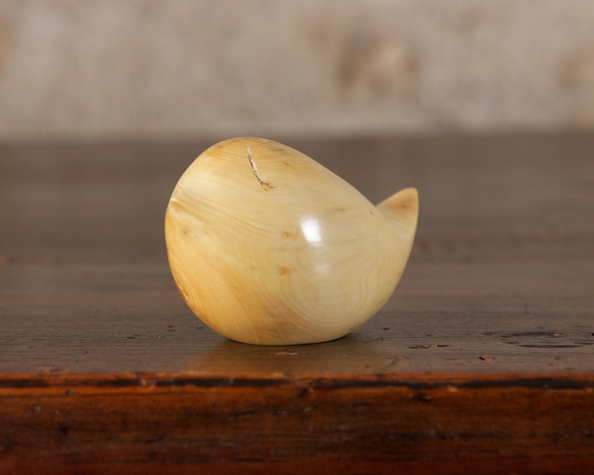 Small Wooden Wren Hand Carved From French Box Wood by Small Wooden Wren Hand Carved From French Box Wood by