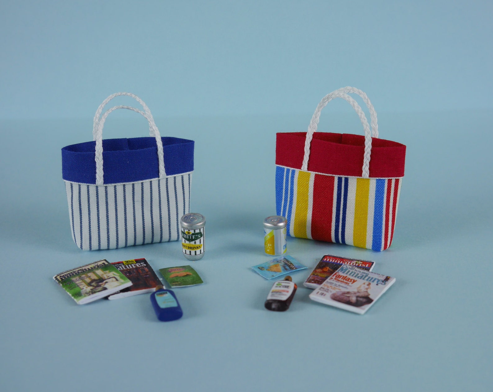 Beach Bag or Tote with Beach Accessories Blue and White Etsy