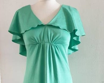 70s Vintage Apple Green Maxi Dress