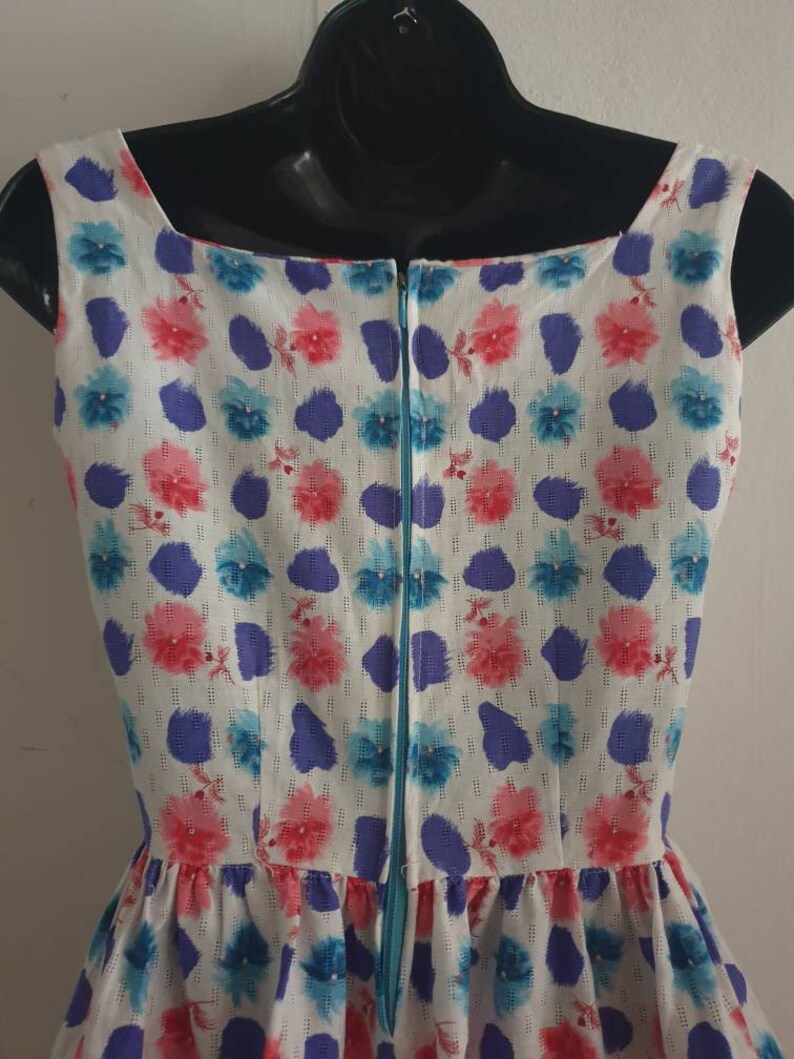 Vintage Dress 50s Dress 60s Dress Betty Barclay Dress Summer Dress White Printed Dress Size Extra Small