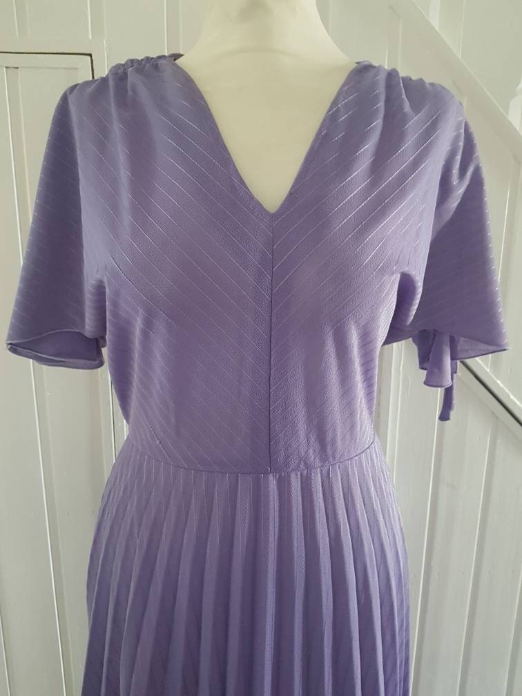 70s Vintage / Vintage Maxi Dress / Purple Pleated Skirt Dress - Etsy UK