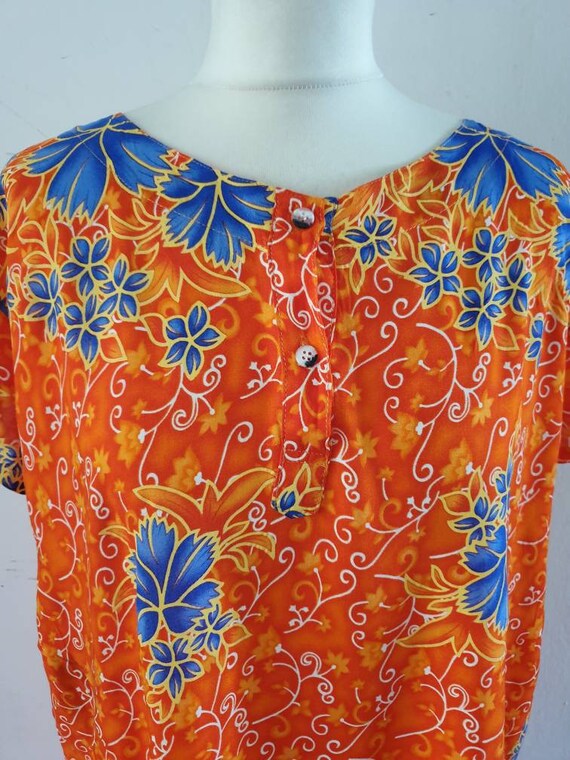 Vintage Throw Over Summer Dress / Beach Floral Orange… Gem