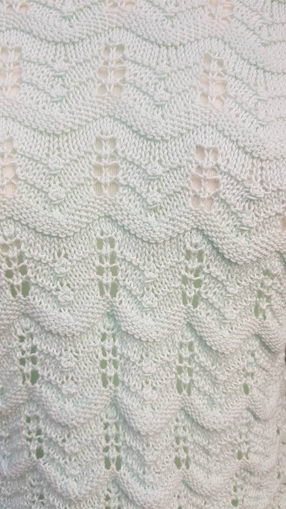 Hand Knitted Jumper / Lace Knit / Short Sleeved Top / Mint - Etsy ...