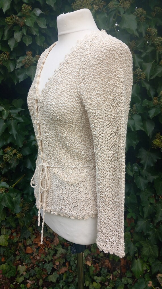 Vintage A Pallas Hand Loomed Pure Irish Linen Cardigan Gem