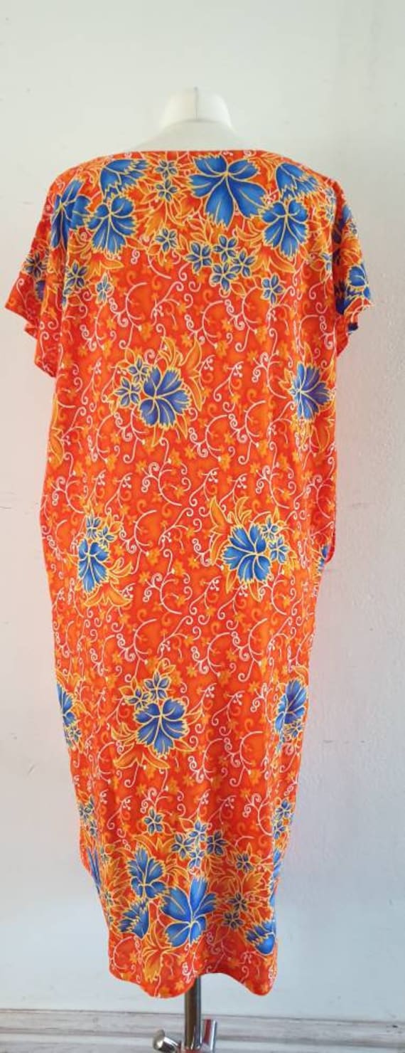 Vintage Throw Over Summer Dress / Beach Floral Orange… Gem