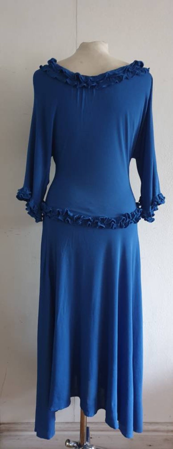 Vintage Dress / Electric Blue Dress  / Jersey Kni… - image 2