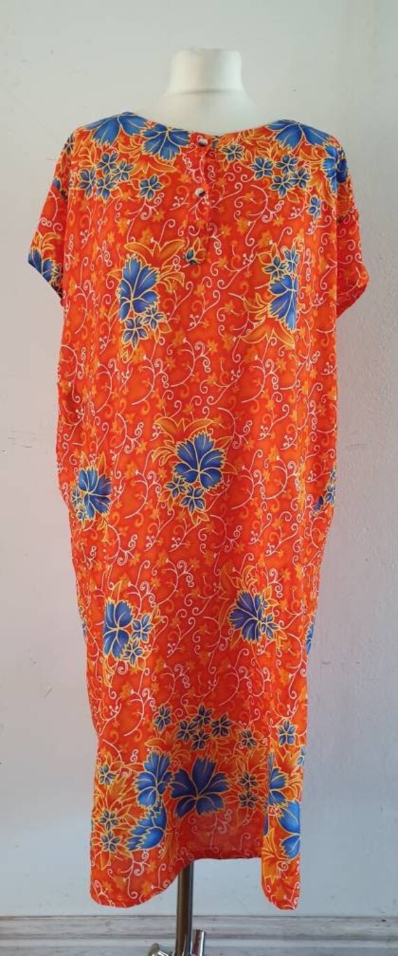 Vintage Throw Over Summer Dress / Beach Floral Orange… Gem