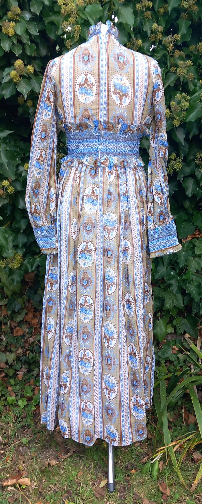 Vintage 70s Blue Floral Maxi Dress image 5