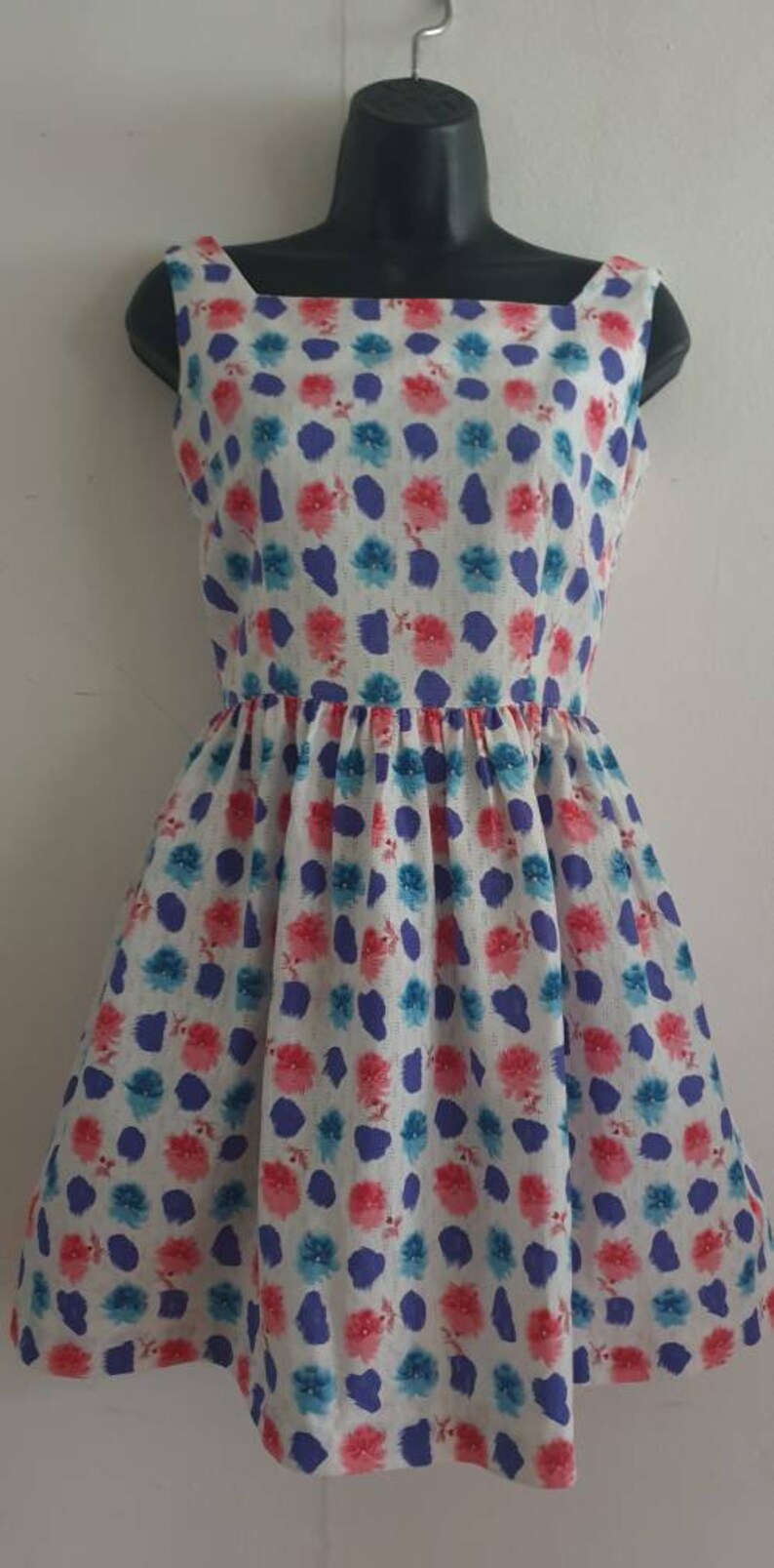 Vintage Dress 50s Dress 60s Dress Betty Barclay Dress Summer Dress White Printed Dress Size Extra Small