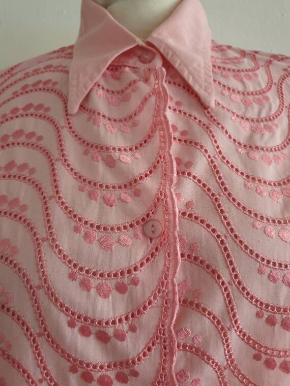 80s vintage evening brown sleeveless blouse with pattern Size M