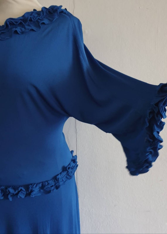 Vintage Dress / Electric Blue Dress  / Jersey Kni… - image 3