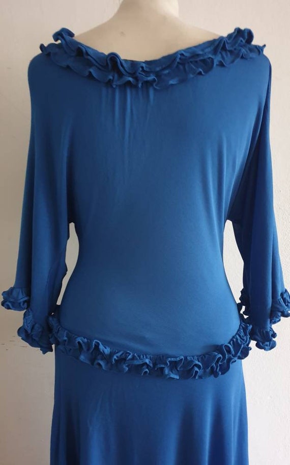 Vintage Dress / Electric Blue Dress  / Jersey Kni… - image 6