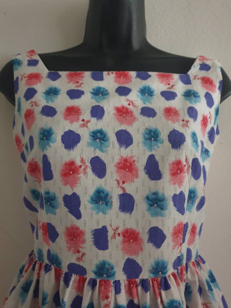 Vintage Dress 50s Dress 60s Dress Betty Barclay Dress Summer Dress White Printed Dress Size Extra Small
