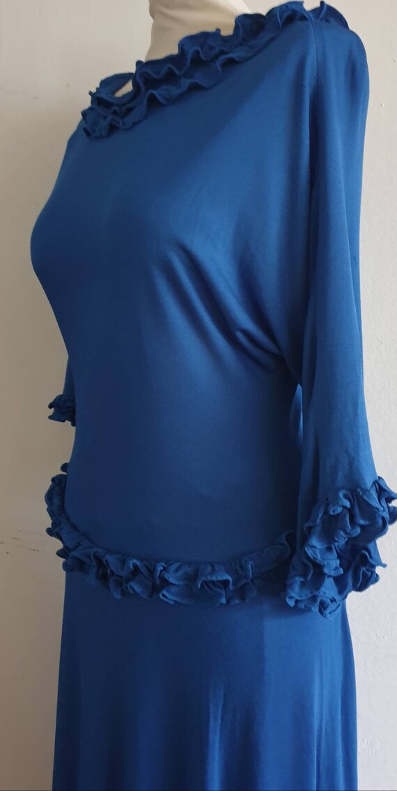 Vintage Dress / Electric Blue Dress  / Jersey Kni… - image 4