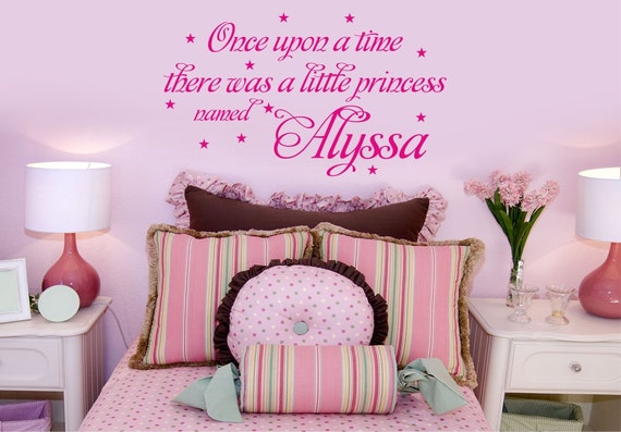 Personalized Name Once Upon A Time Princess Baby Nursery Wall Art Girls Teen Bedroom Personalised Childrens Wall Decals