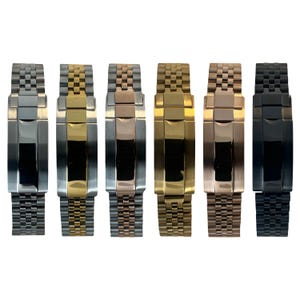 20mm Jubilee Watch Bracelet with Glide Lock Style Micro Adjustment Clasp & Curved Solid End Links