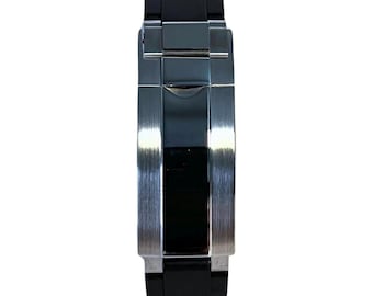 20mm Oysterflex Style Micro Adjustment Silicone Rubber Watchband Bracelet | Glide Lock Clasp