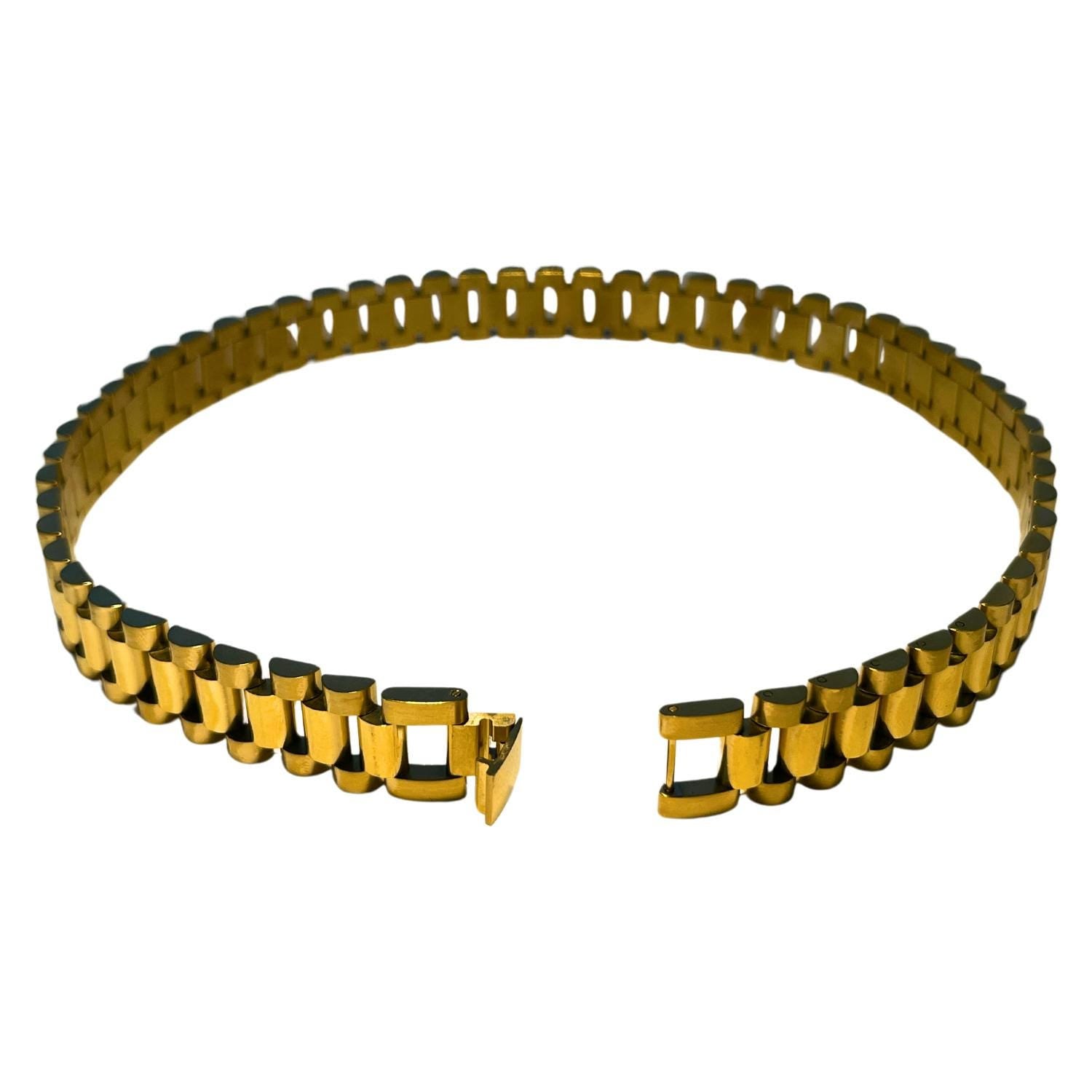Jubilee/President Dog Collar | 15mm - Stainless Steel Watch Bracelet Style Dog Collar Chain Jewelry
