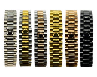 20mm Presidential Style Bracelet | Curved Solid or Straight End Links