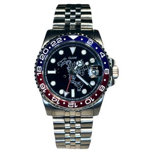 36mm Quartz &quot;Pepsi&quot; Style GMT Worldtimer Watch