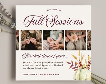 Fall Mini Session Template: Instagram Marketing, Canva (Digital Download)