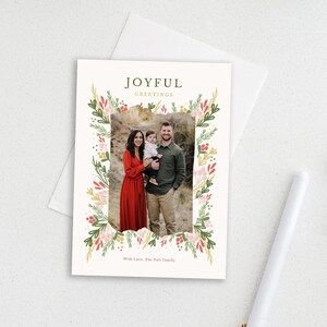 Canva Weihnachtskartenvorlage - Druckbare Weihnachtskarte - Rosa Weihnachtskarte - Weihnachtsfotokartenvorlage für Canva und Photoshop