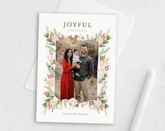 Canva Christmas Card template - Printable Holiday Card - Pink Christmas Card - Christmas Photo Card template for Canva and Photoshop