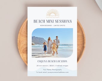 Beach Mini Session Template Canva - Beach Mini Template - Canva marketing templates for Photographers, Beach Session Sale Editable
