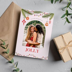 Modèle de carte de Noël coloré pour Canva, carte de Noël photo, cartes de Noël modifiables, cartes de vœux, carte de Noël canva imprimable