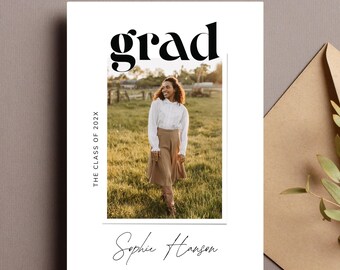 Senior Graduation Party Invitation Template: Editable Grad Announcement (Canva)