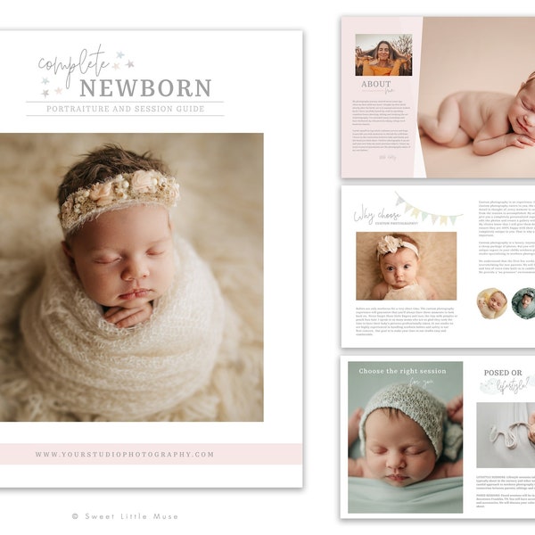 Newborn Photography Magazine Template - Newborn Session Prep Guide - Studio Welcome Guide for Photographers