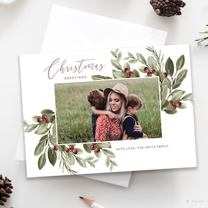 Editable Christmas Card template Canva - Customizable Christmas Photo Card - Minimalist Holiday Card - family Christmas Card template photo