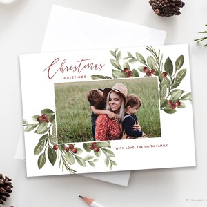 Bearbeitbare Weihnachtskartenvorlage Canva - Anpassbare Weihnachtsfotokarte - Minimalistische Feiertagskarte - Familienweihnachtskartenvorlagenfoto