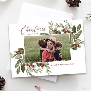 Editable Christmas Card template Canva - Customizable Christmas Photo Card - Minimalist Holiday Card - family Christmas Card template photo